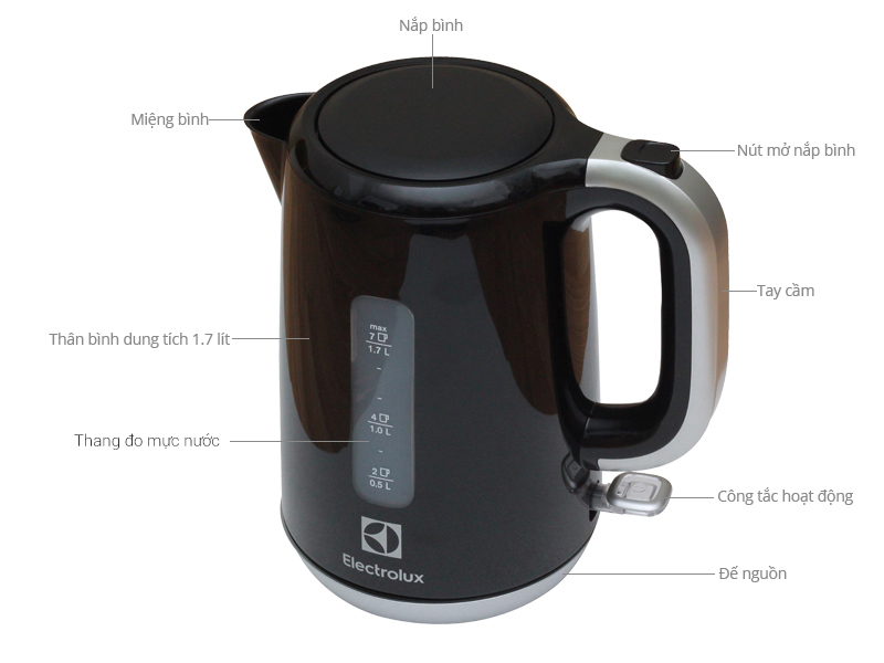 Ấm đun nước  Electrolux EEK3505 1.7L (Đen)