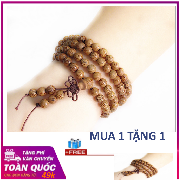 Vòng Tay Trầm Hương 108 Hạt Nữ Đeo May Mắn Thời Trang + Tặng 1 dây cùng loại