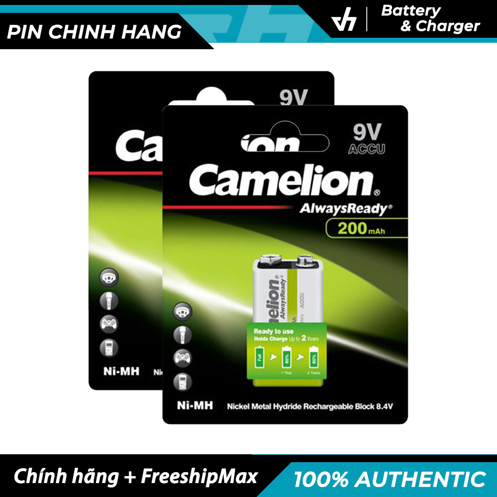 Bộ 2 Pin sạc Camelion Rechargeable 9V - Pin sạc vuông điện áp 9V