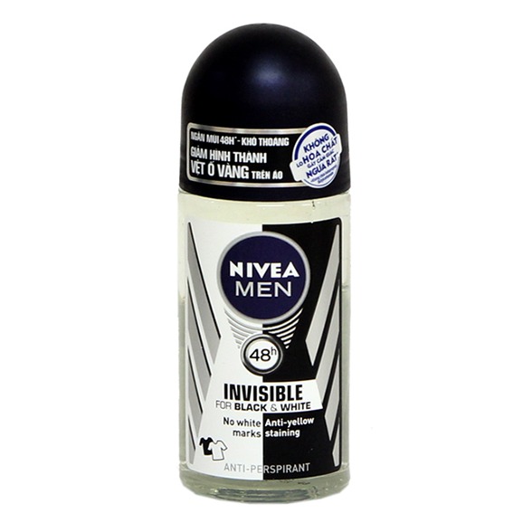 Lăn khử mùi Nivea Men Invisible For Black & White chai 50ml