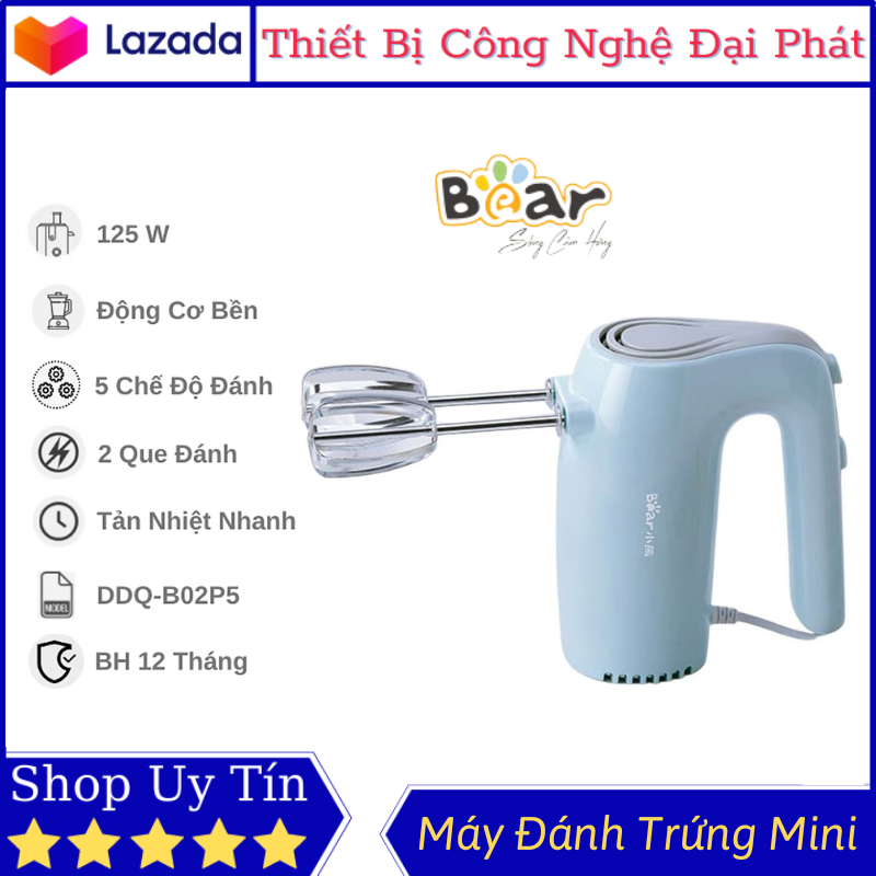Máy đánh trứng mini bear ddq b02p5 máy đánh kem cầm tay công suất lớn chất liệu abs an toàn cho sức khỏe
