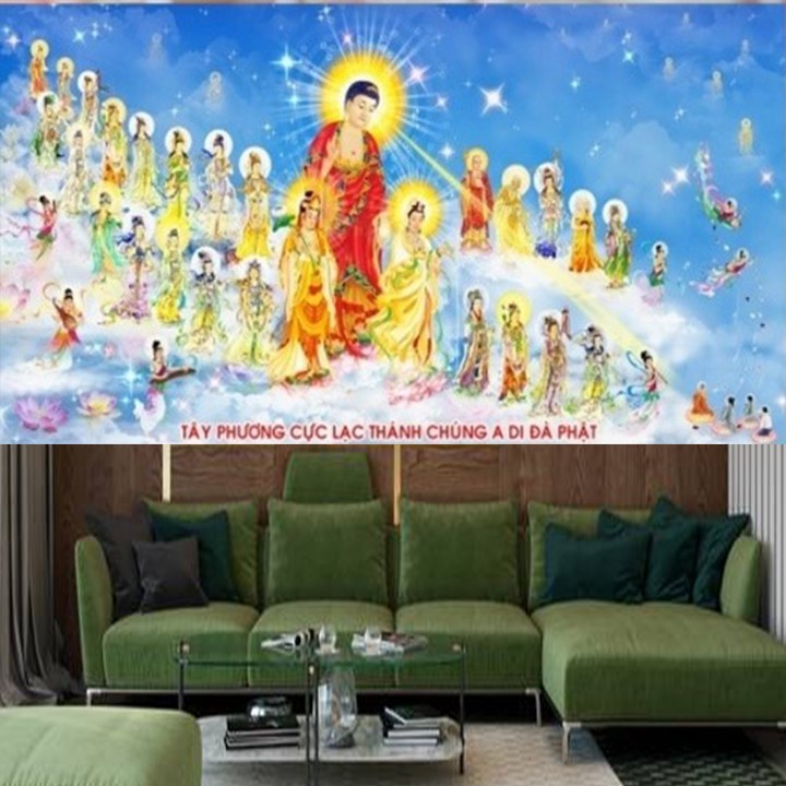 Tranh thêu tây phương thánh chúng lv3165 - kích thước: 113 * 63cm.