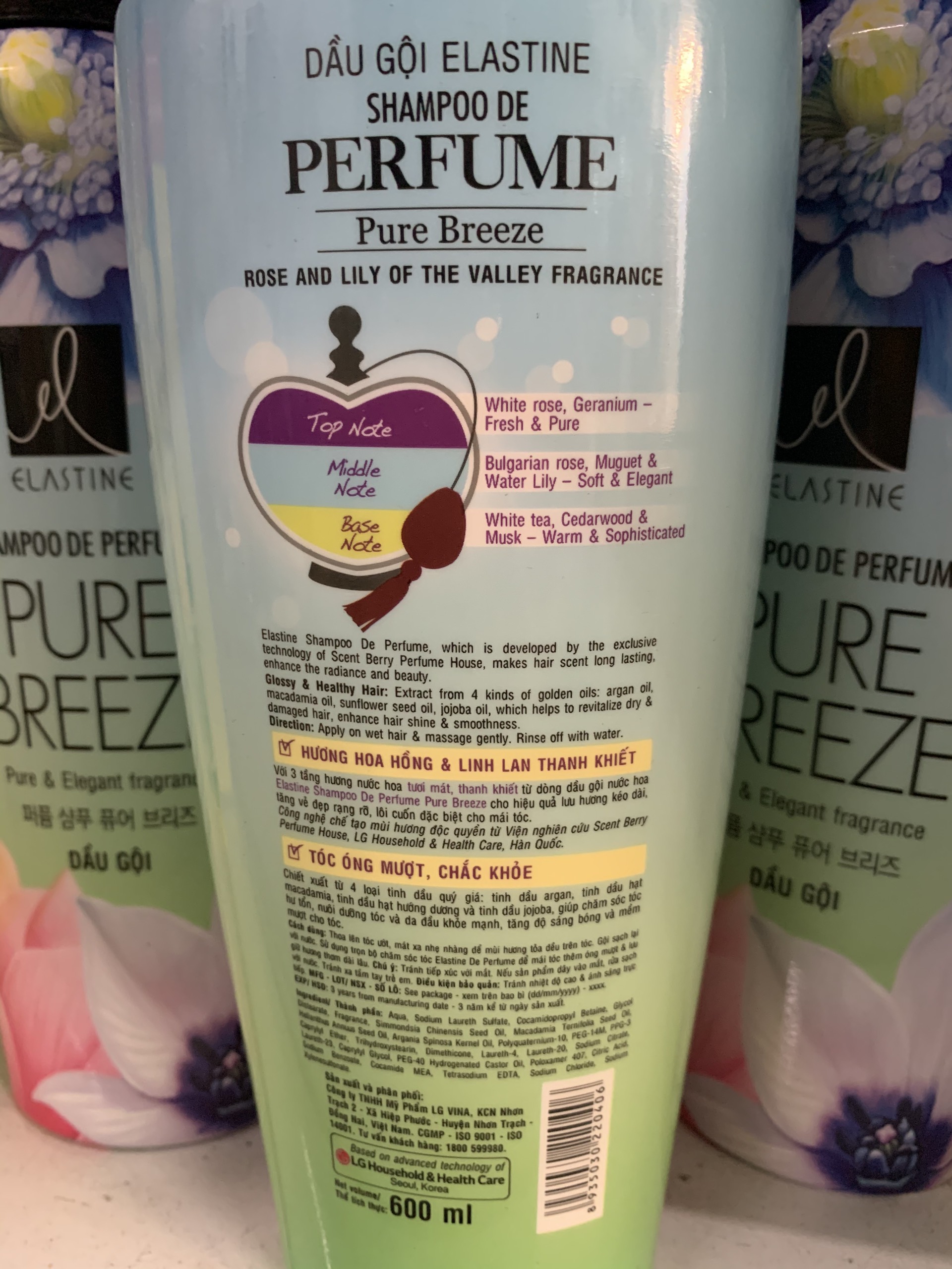 Combo Dầu Gội+Xả Elastine Pure Breeze 600G