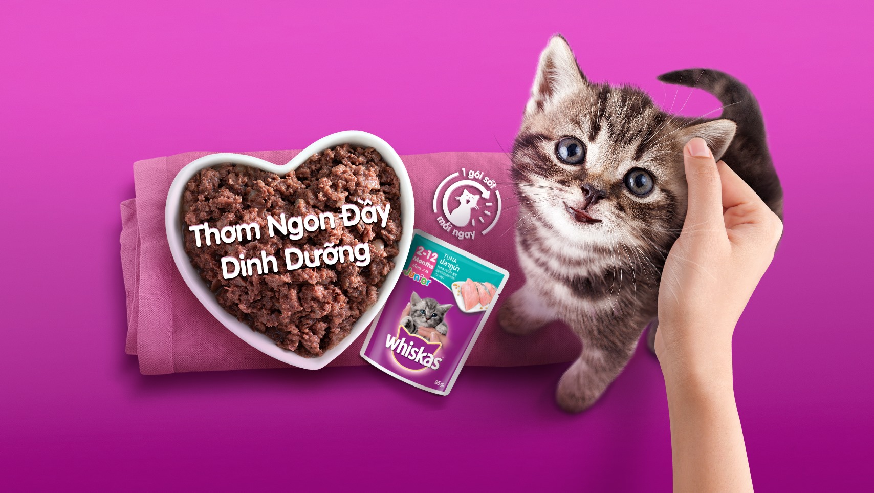 Pate Whiskas Junior cho mèo con vị cá ngừ/cá thu - gói 80gr