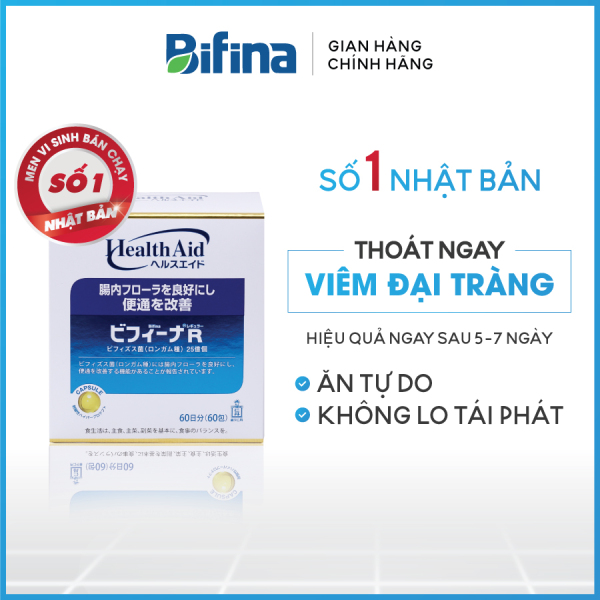 Đại Tràng - BIFINA NHẬT BẢN, loại R hộp 60 gói hỗ trợ điều trị hiệu quả viêm đại tràng cấp và mãn tính