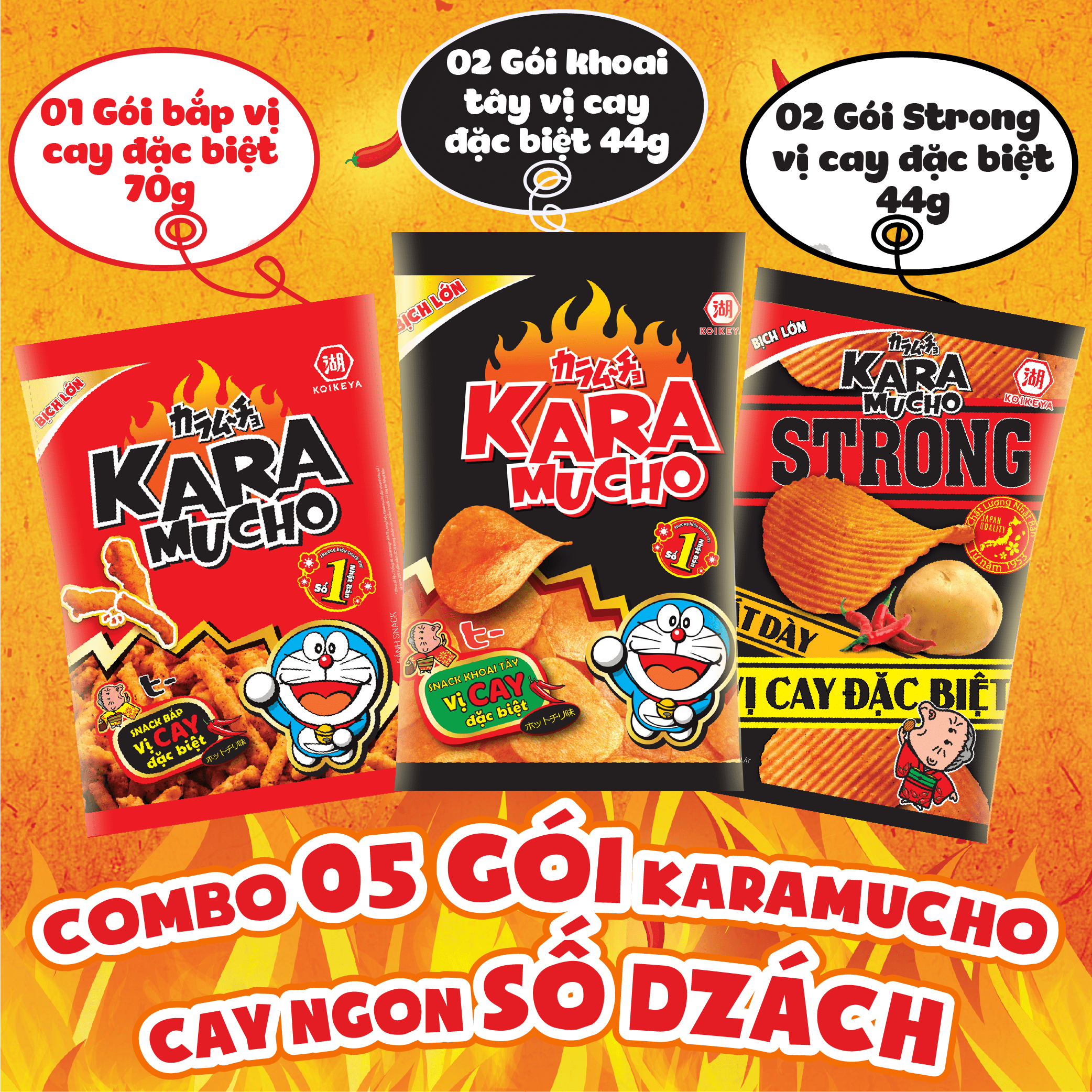 Combo 5 gói Karamucho cay ngon số dzách 44g