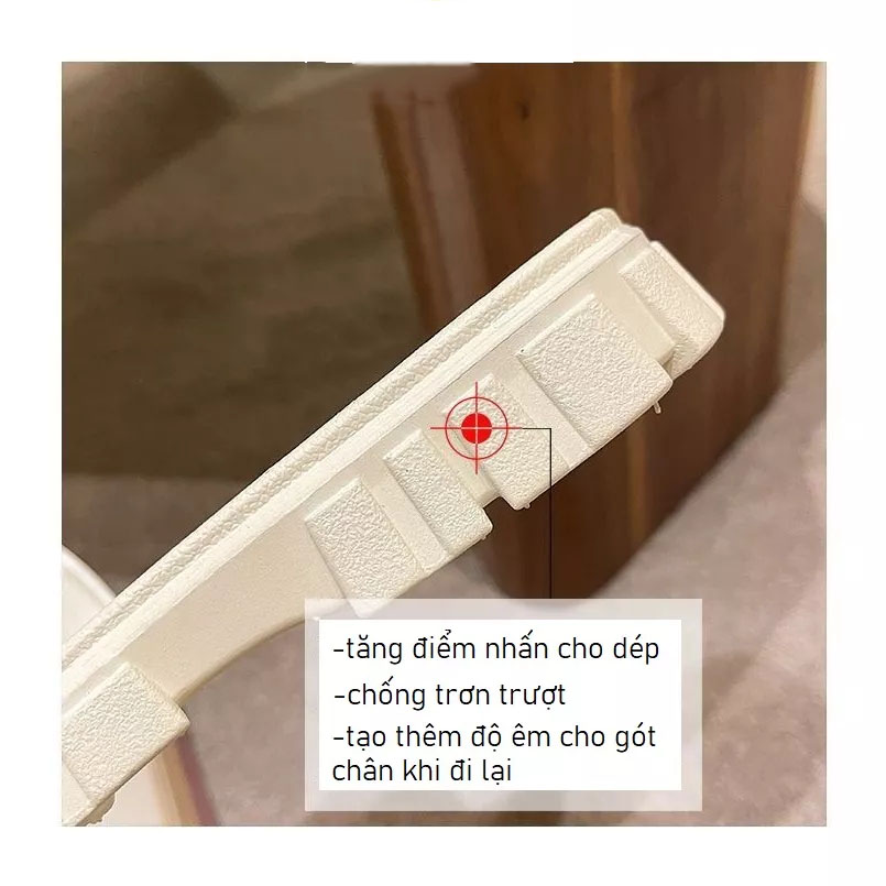 Dép nữ thời trang đính chữ đế bệt chống trơn trượt, Dép nữ quai ngang sang trọng siêu êm chân