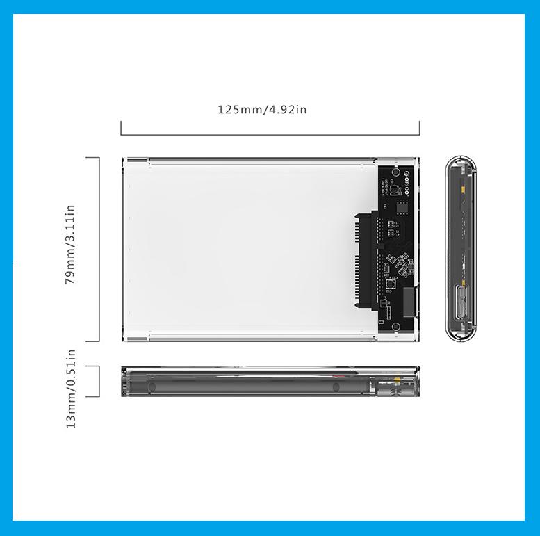 Box đựng ổ cứng hdd laptop 2.5 , USB 3.0 trong suốt