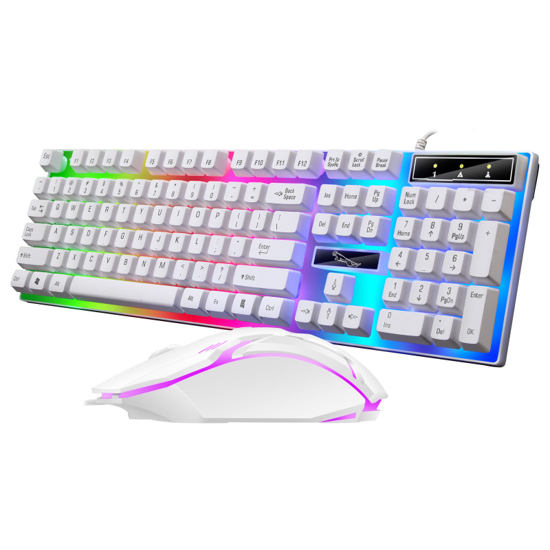 Bộ bàn phím cơ và chuột chơi game cho game thủ NTC G21B LED nhiều màu, Bàn phím kết hợp với chuột LED G21, Bàn phím chơi game cơ