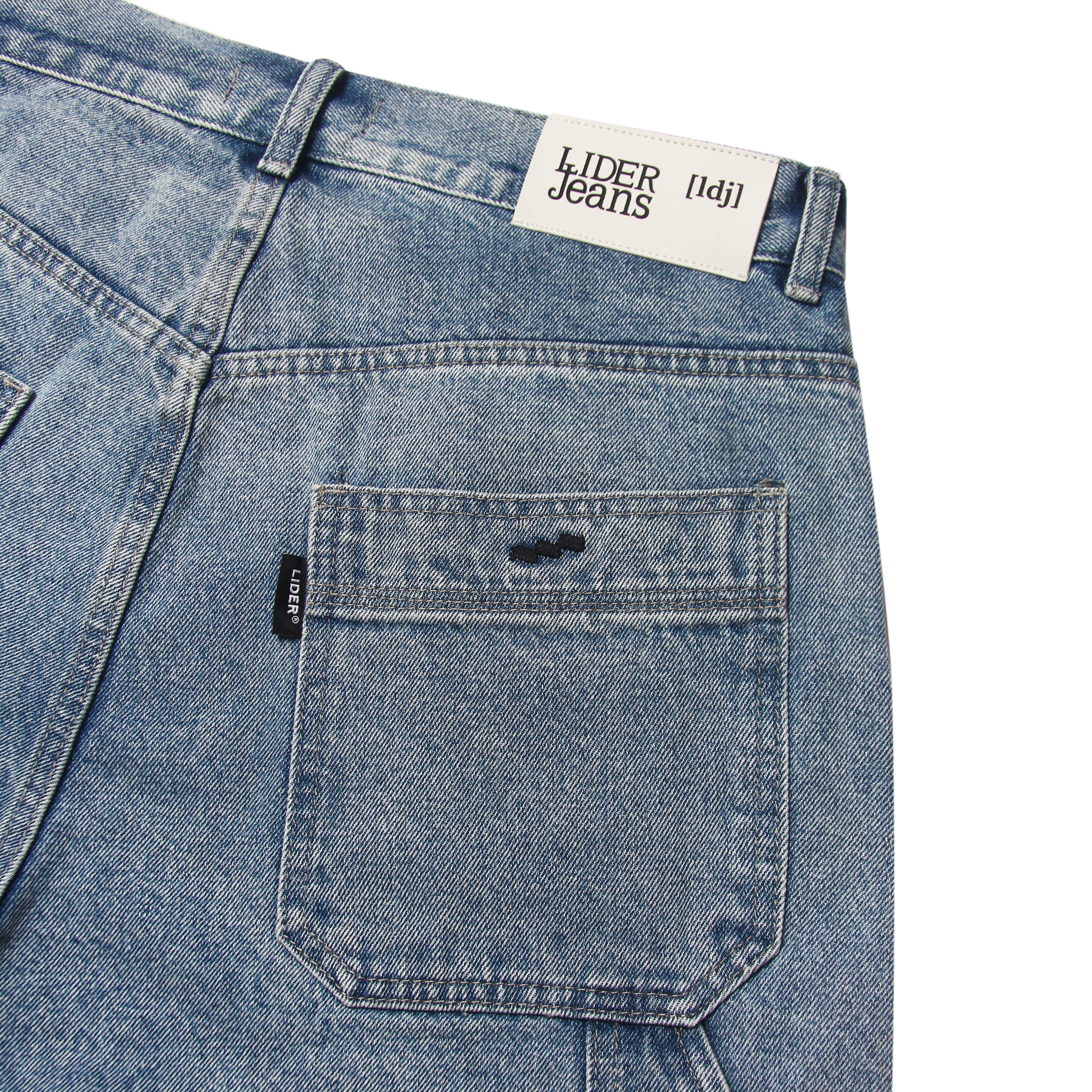 CARPENTER DENIM SHORTS - Light Blue