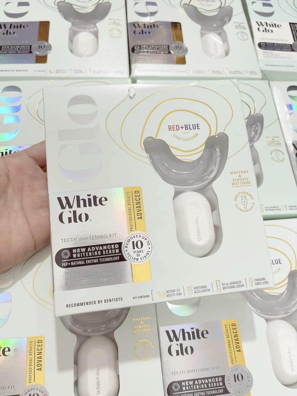 Bộ làm trắng răng White Glo White Accelerator Blue Light Teeth Úc