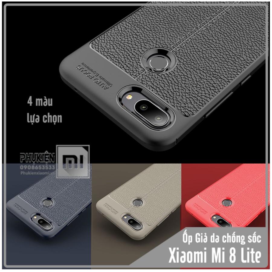 Ốp lưng Xiaomi Mi 8 Lite Giả da chống sốc Auto Focus