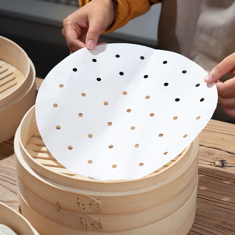 [ SALE UP TO 50% ] SET 100 Tờ Giấy Nến đục Lỗ Dùng Cho Nồi Chiên Không Dầu đường Kính 23cm, Giấy Thấm Dầu Thừa, Giấy Nến Tròn Lót Xửng Hấp Size 23cm