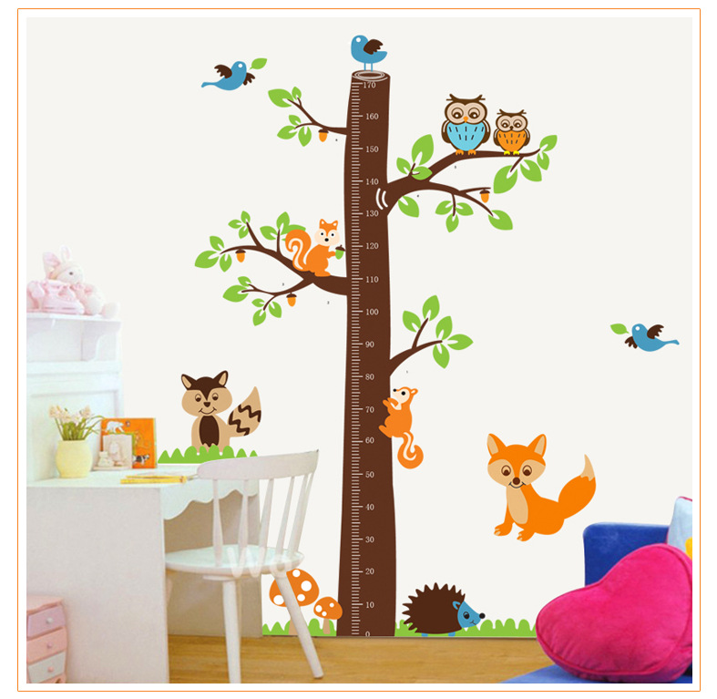 Decal dán tường đo chiều cao sóc nhỏ AY221