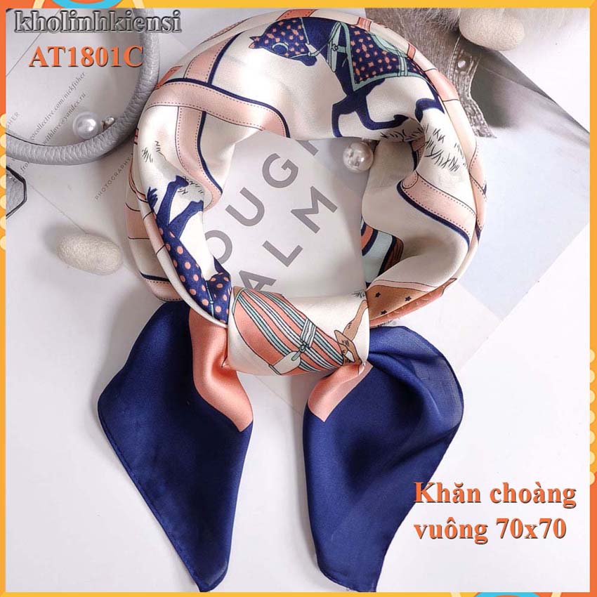 [HCM]Khăn choàng lụa vuông cao cấp at1801- Lụa-satin- khăn choàng cổ điệu đà cho phái nữ