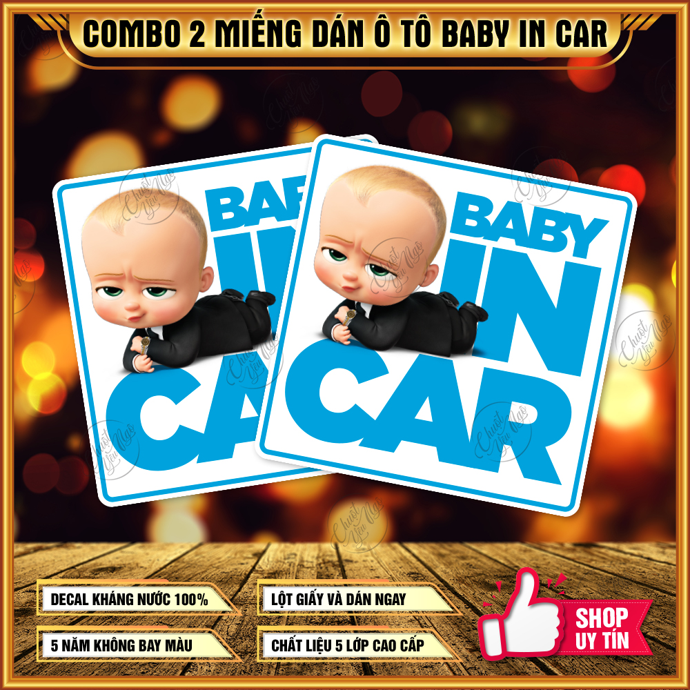 Combo 2 miếng dán Baby In Car bé trai