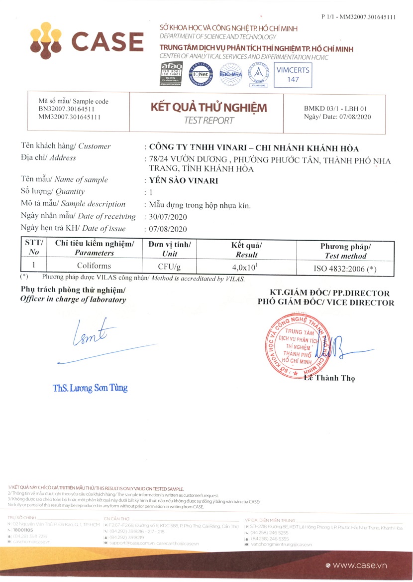 Yến Sào VINARI Khánh Hòa Tinh Chế 10gr/ 20gr