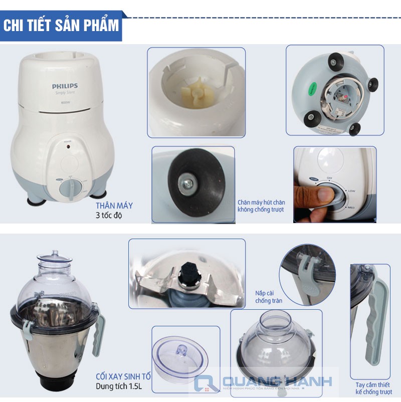 (BH 24 tháng) Máy xay đa năng Philips HL1643