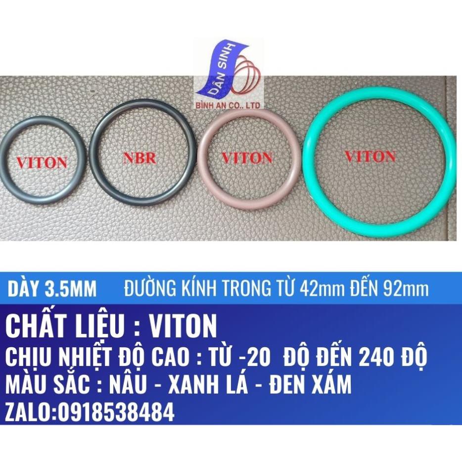 Dày 3.5mm * (42mm đến 92mm Đường kính trong)Gioăng VITON/FKM chịu nhiệt cao