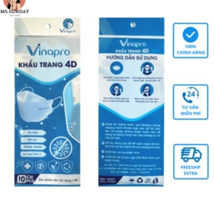 1 bịch khẩu trang vinapro 4D, KF94 (1 bịch 10 cái)