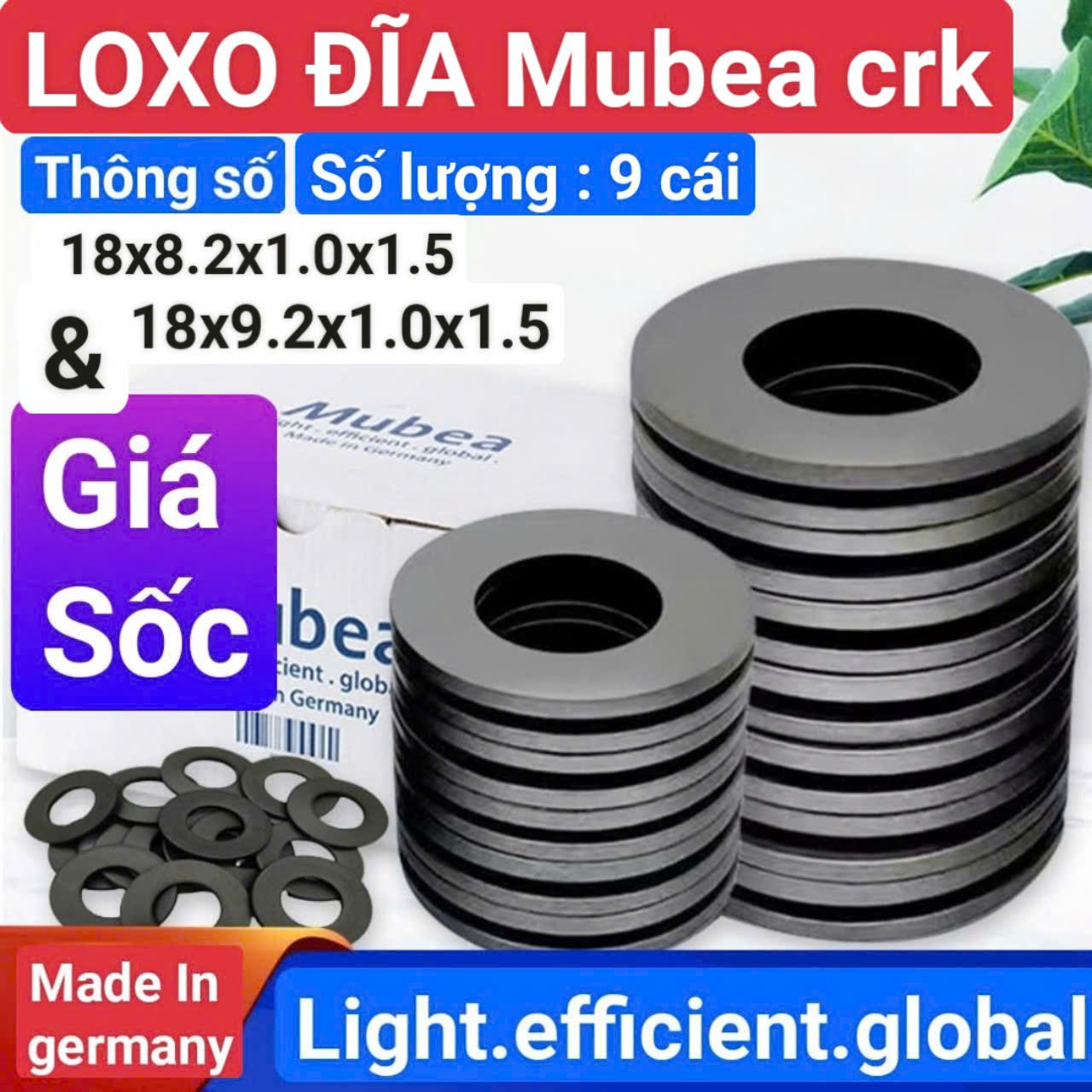 Lò xo đĩa mubea nhập đức cao cấp 2 thông số 18x8.2 và 18x9.2 ( bộ 9 cái và 10 cái )