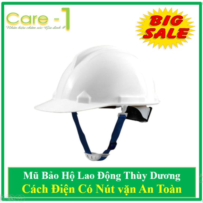 Mũ Bảo Hộ Thùy Dương Cách Điện 3kv Có Nút Vặn An Toàn - Tặng 01 Găng Tay len Bảo Hộ