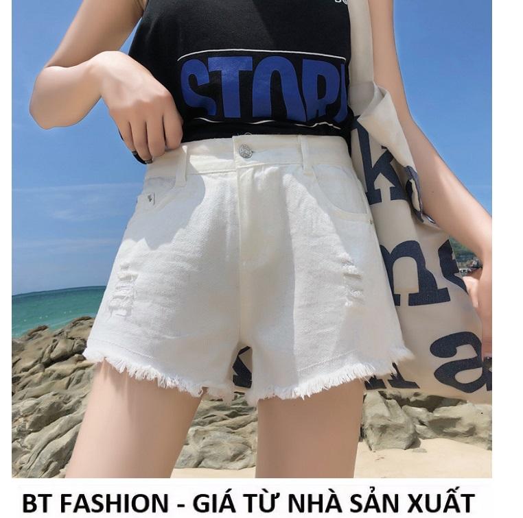Quần Sọt Đùi (Short) Kaki Lưng Cao Thời Trang Hàn Quốc  - BT Fashion  (Tua Lai - Trắng)