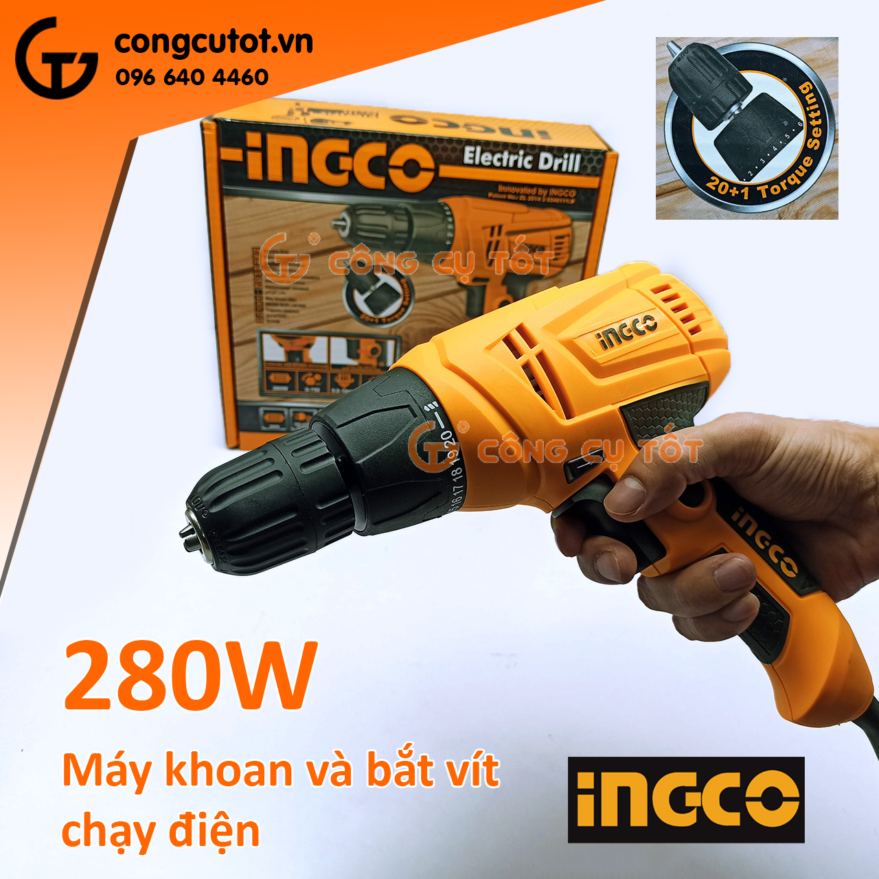 Máy khoan vặn vít cầm tay 10mm 280W INGCO ED2808
