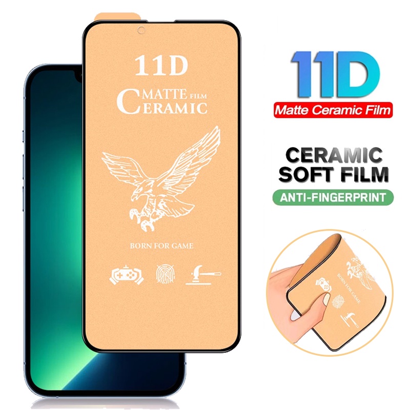 11D Kính Cường Lực Gốm Dẻo Không Bao Giờ Vỡ Cho iPhone 13 Pro max 13 mini 12 11 Pro Max X XS XR 6 6s 7 8 Plus SE 2020 Miếng Dán Màn Hình AG Chống Vân Tay