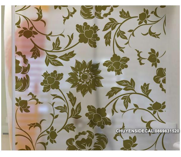 [HCM]Decal Dán Kính Cao Cấp - Hoa văn Cúc Xanh Rêu( 60x58cm )-DK7083