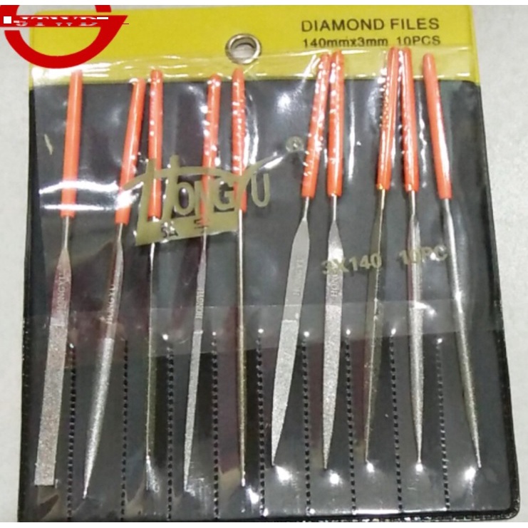 Bộ giũa kim cương 10 chi tiết đủ loại 3x140mm ,4x160mm,5x180mm hongyu