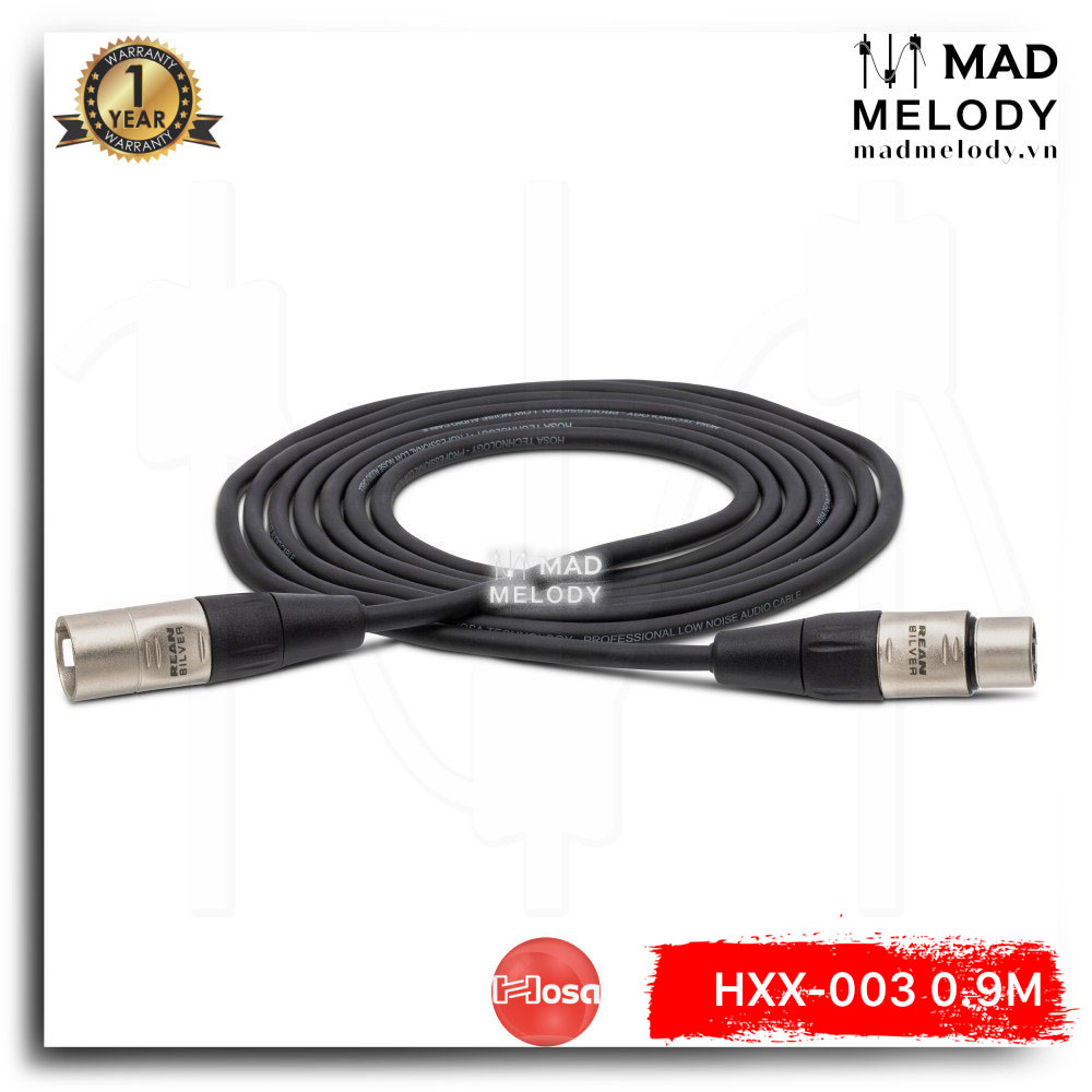 Hosa Pro Balanced Interconnect HXX-003 (0.9m) (REAN XLR3F - XLR3M) (Dây cáp tín hiệu canon XLR đực cái cao cấp, Brand New)
