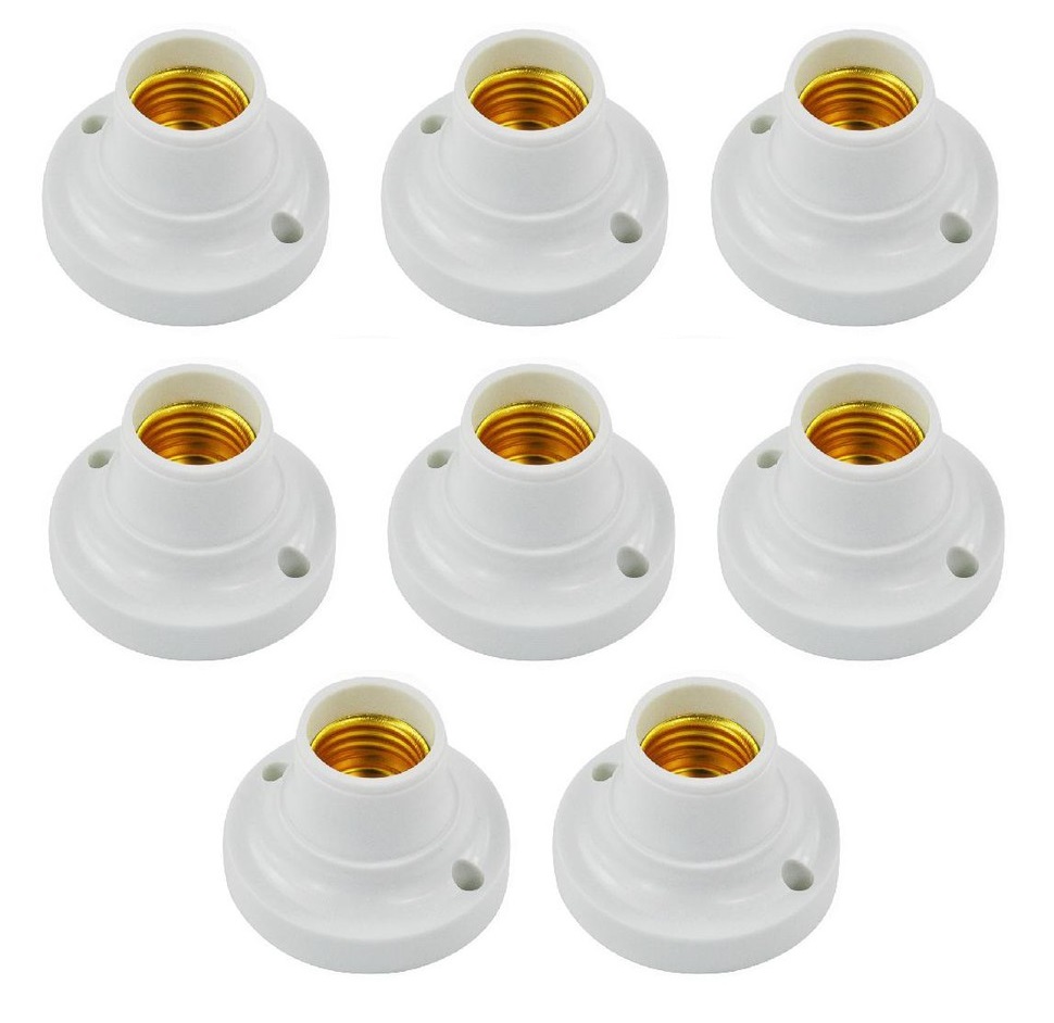 Bộ 8 Đuôi đèn tròn gắng tường tiêu chuẩn E27 27mm Trắng Đen