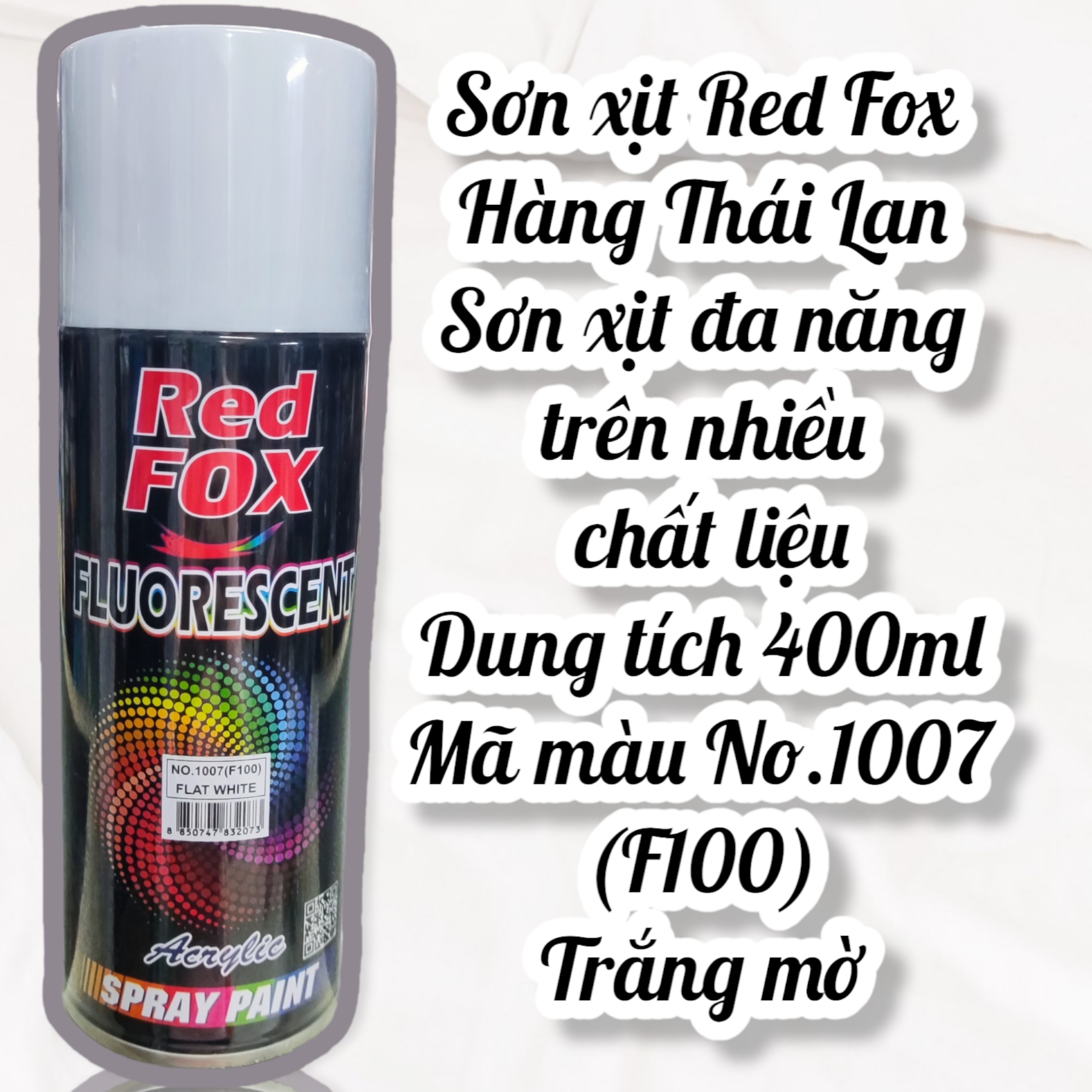 Sơn xịt đa năng Red Fox - Màu No.1007- Trắng mờ - Hàng Thái Lan