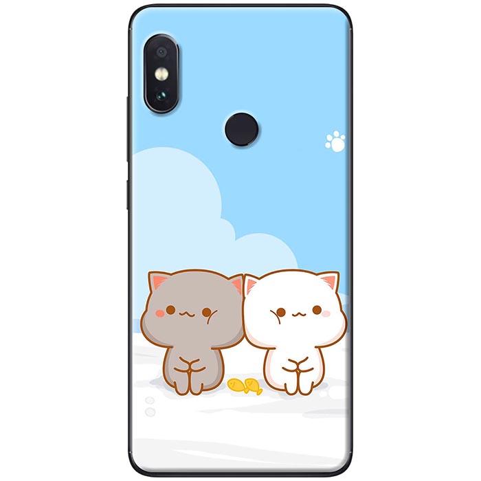 Ốp lưng Xiaomi Redmi Note 5 Mèo mập nền xanh