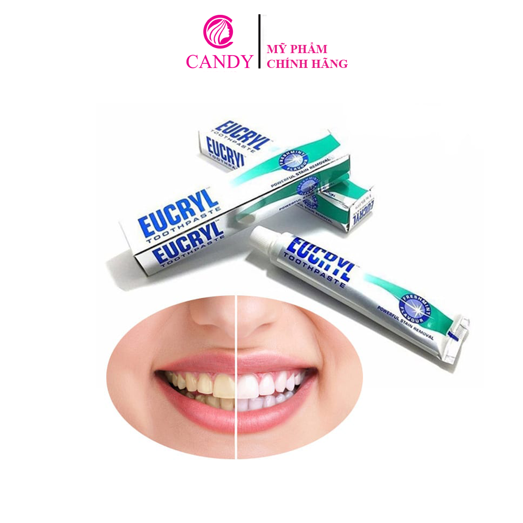 [Hoàn Tiền 8%]Kem Đánh Răng EUCRYL Làm Trắng Răng Hương Bạc Hà 50g