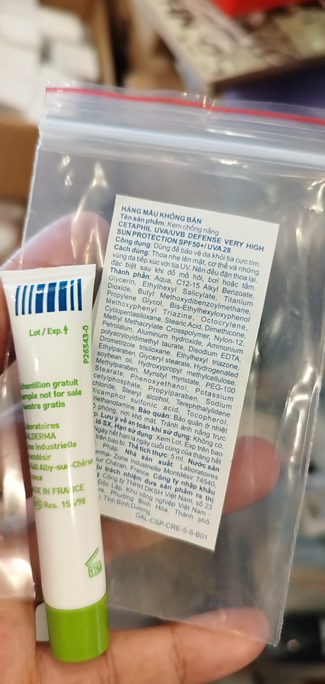 hàng sample - kem chống nắng cetaphil uva/uvb spf 50+ (5ml)