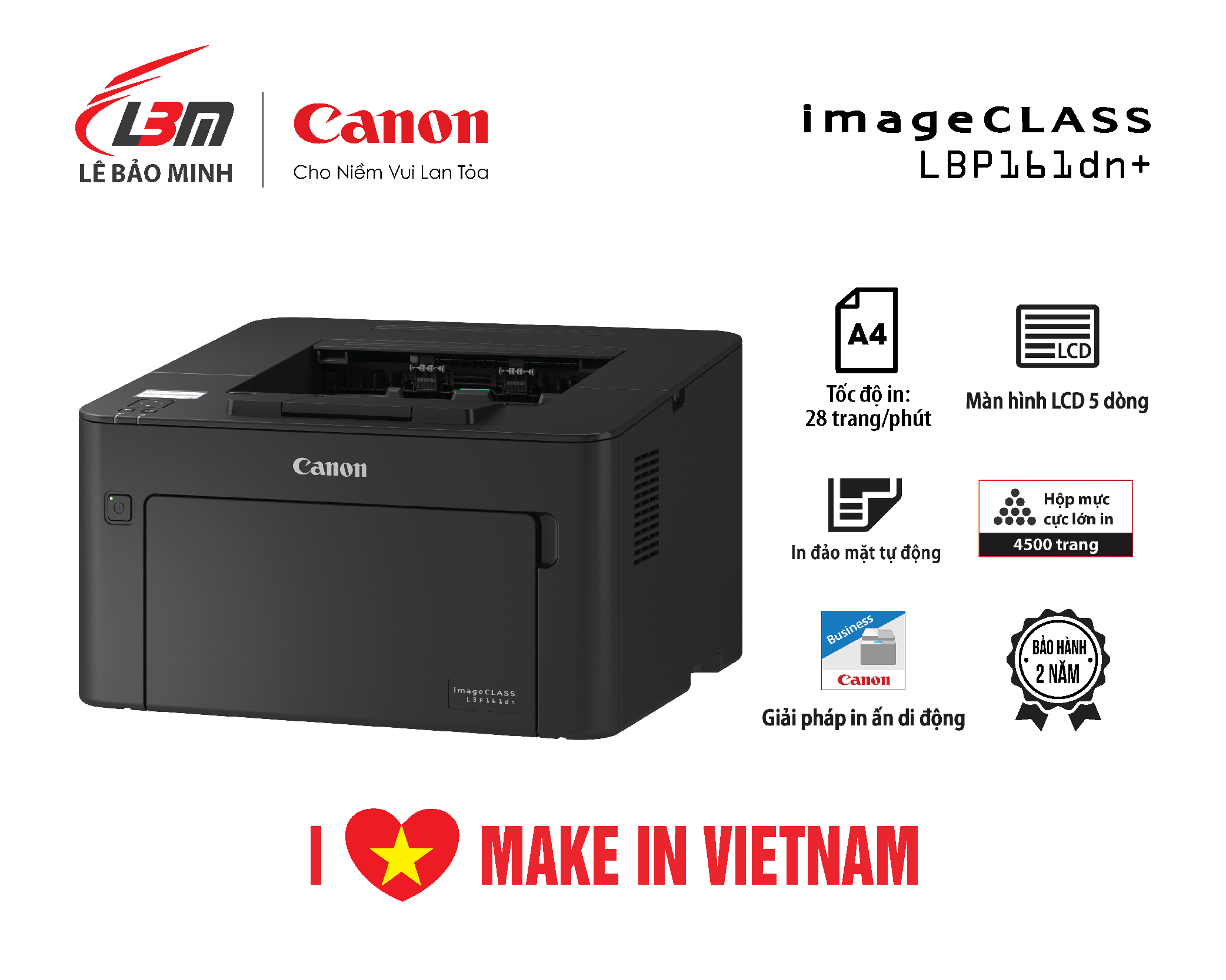 [GIFT- Đồng Hồ][Trả góp 0%] MÁY IN CANON LBP161DN+ – HỘP MỰC LỚN - HÀNG CHÍNH HÃNG
