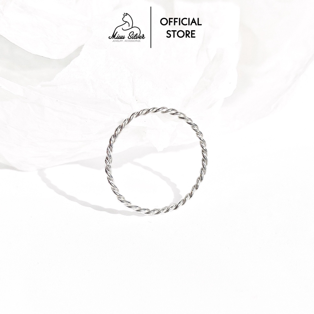 Nhẫn bạc nữ 925 Miuu Silver xoắn đơn giản, thời trang
