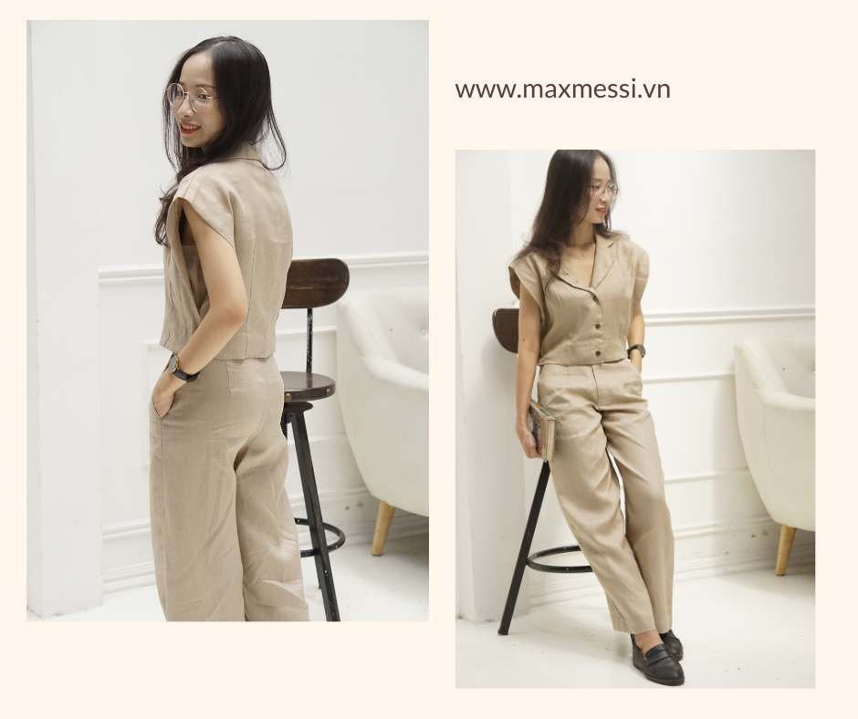 Quần Linen cạp cao 2 ly chìm HAMZA- MaxMessi