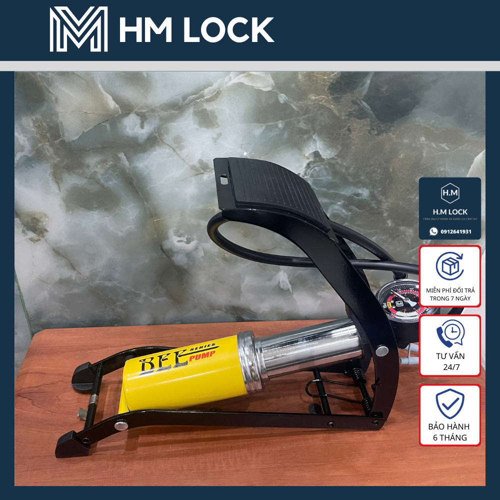 Bơm xe đạp chân bee - chuyên dùng bơm xe máy, oto - hàng chính hãng - hm lock