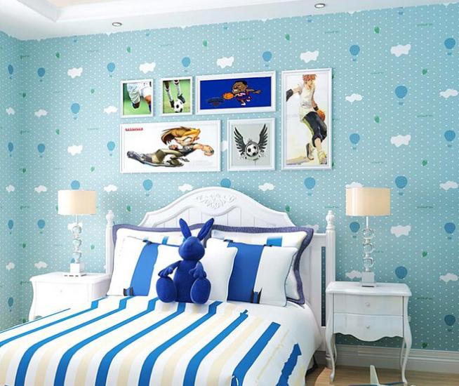 combo 5m giấy dán tường khinh khí cầu xanh 3D bao đẹp