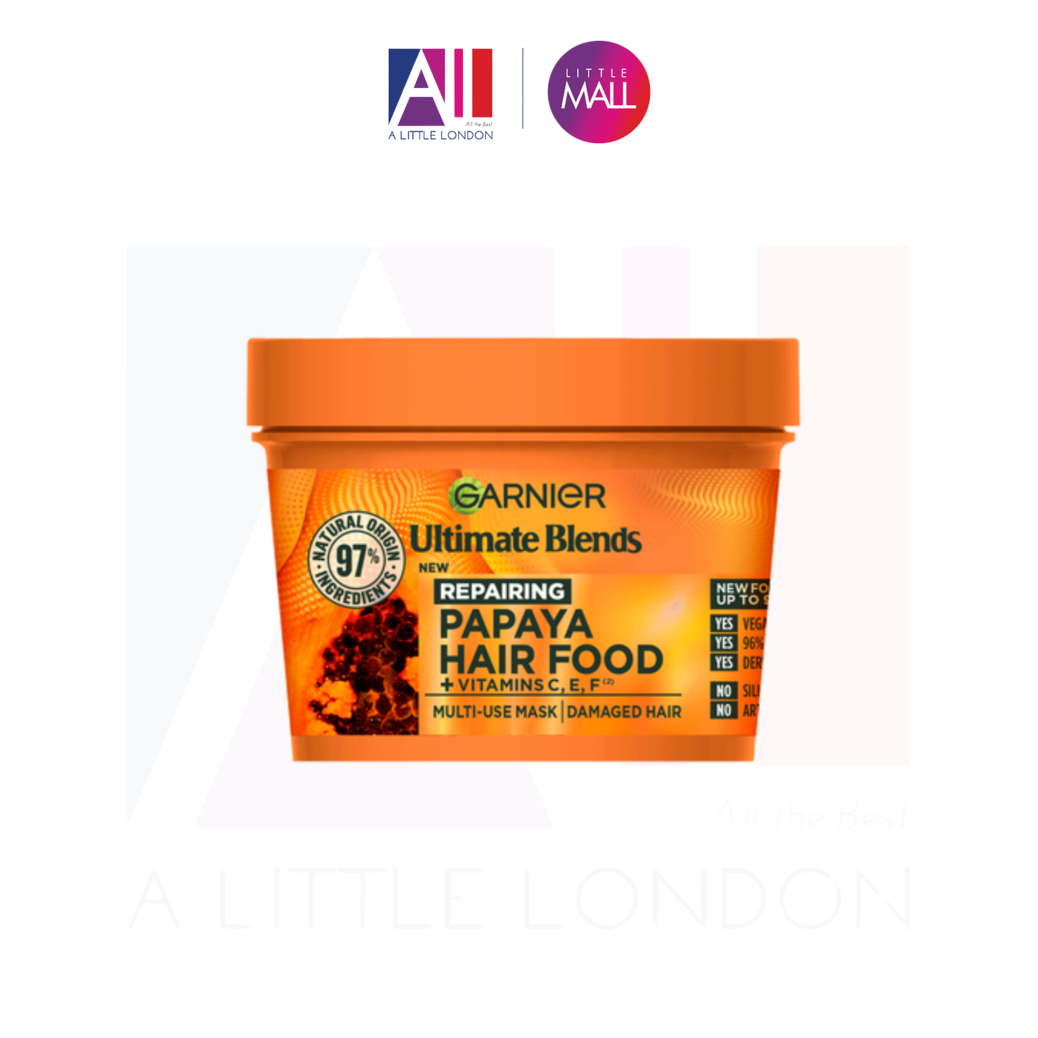 Mặt nạ tóc phục hồi hư tổn Garnier Ultimate Blends Hair Food Papaya & Amla - 400ml (Bill Anh)
