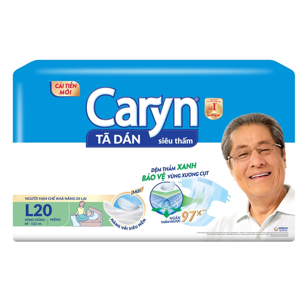 Tã Dán Siêu Thấm Caryn Size M20/L20