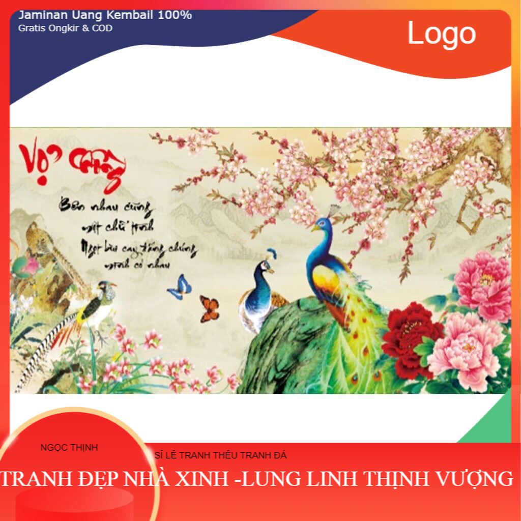 Tranh đính đá vợ chồng lv168 / 100x50cm / chưa đính đá