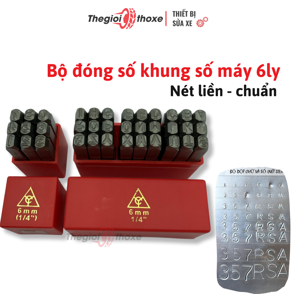 Bộ đóng số khung số máy 6mm đóng số và chữ trên kim loại - đầy đủ a-z và 0-9 | thế giới thợ xe