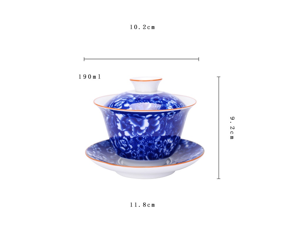 Chén Khải sứ trắng Bạch Định thấu quang 190 ml