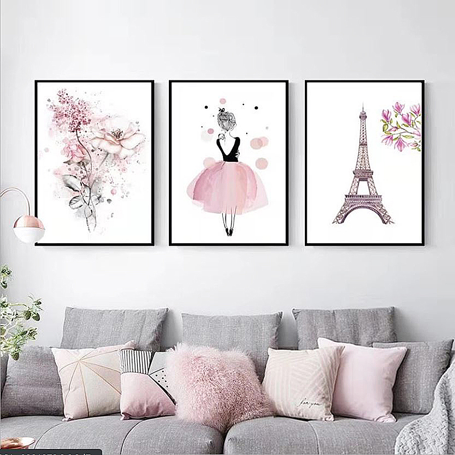 Tranh treo tường 3 bức phong cách hiện đại - Bắc Âu GG07A, tranh trang trí phòng khách, phòng ngủ, phòng ăn, spa, trang trí nhà cửa, tranh decor, tranh lá nhiệt đới