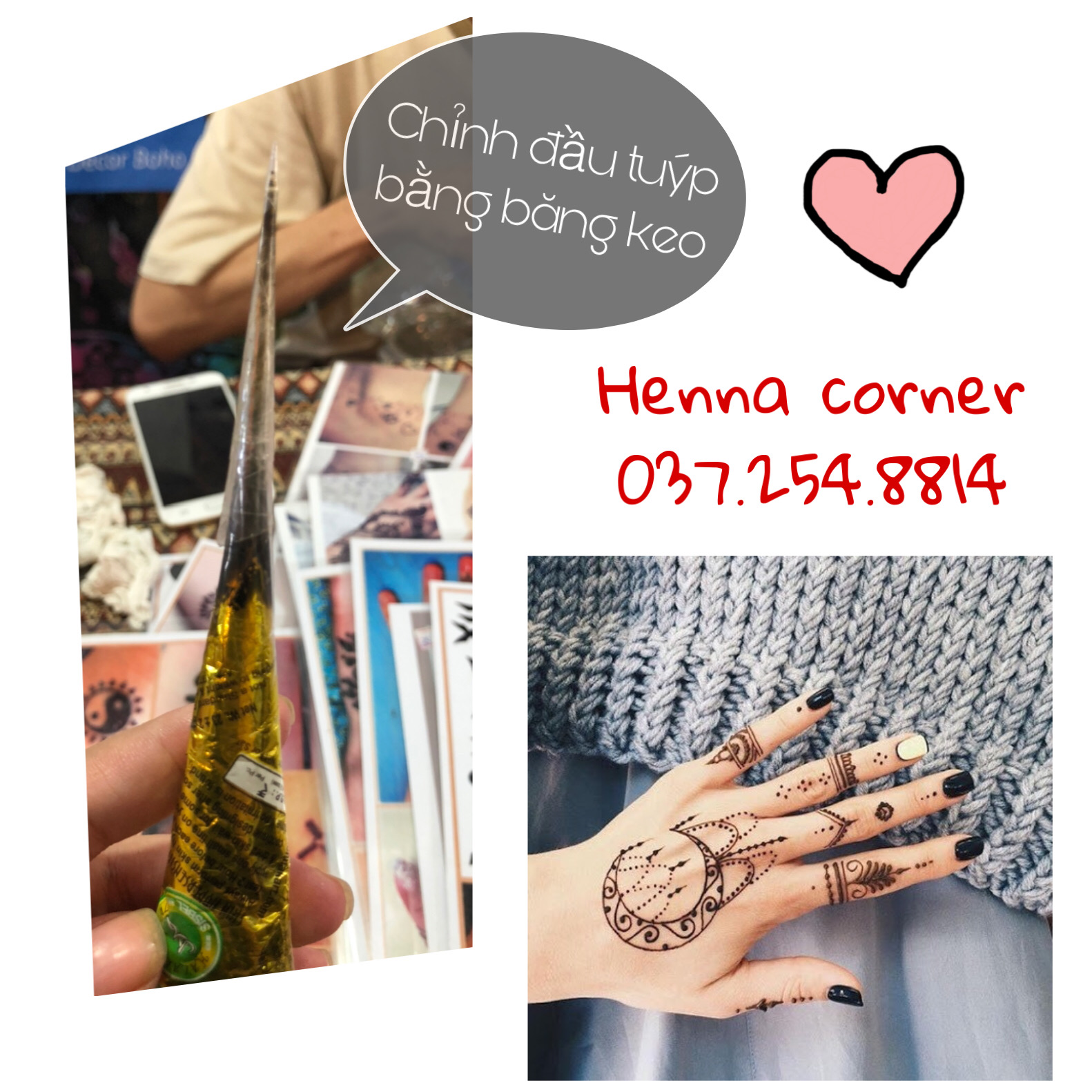Mực Vẽ (Mực Xăm) Ấn Độ Henna Tattoo - Màu nâu đỏ (Tặng khuôn vẽ ngẫu nhiên)