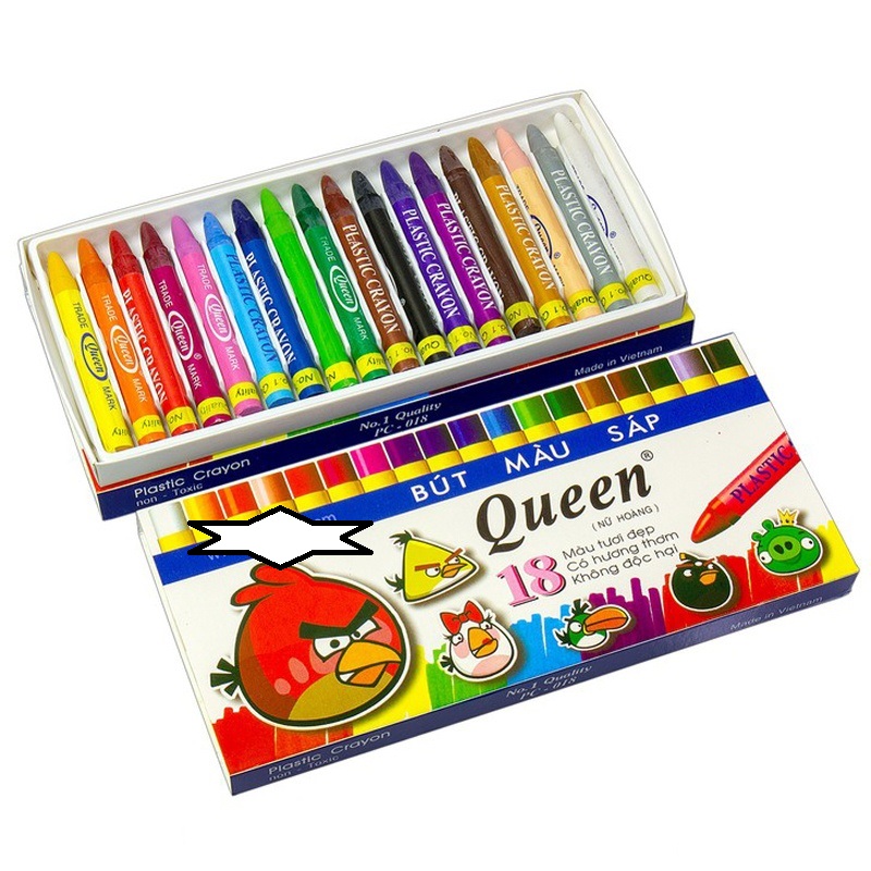 [HCM] Hộp bút sáp 18 màu Queen PC-018